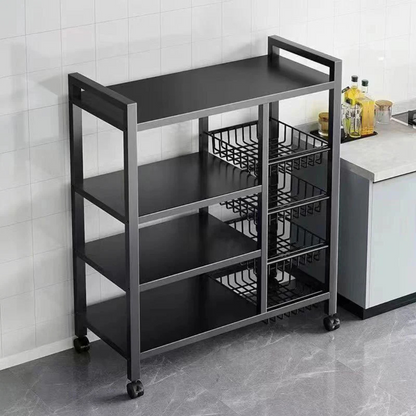 Multi-Tier Kitchen Storage Rack – Household Organizer Shelf with Mesh Baskets