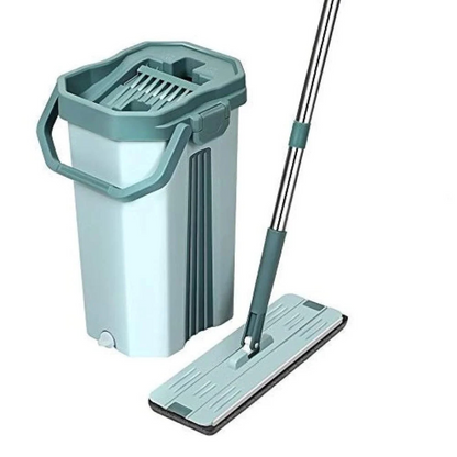 360° 2in1 Flat Mop - Self-Wash And Squeeze Dry Flat Mop With Bucket 2 Mop Pads