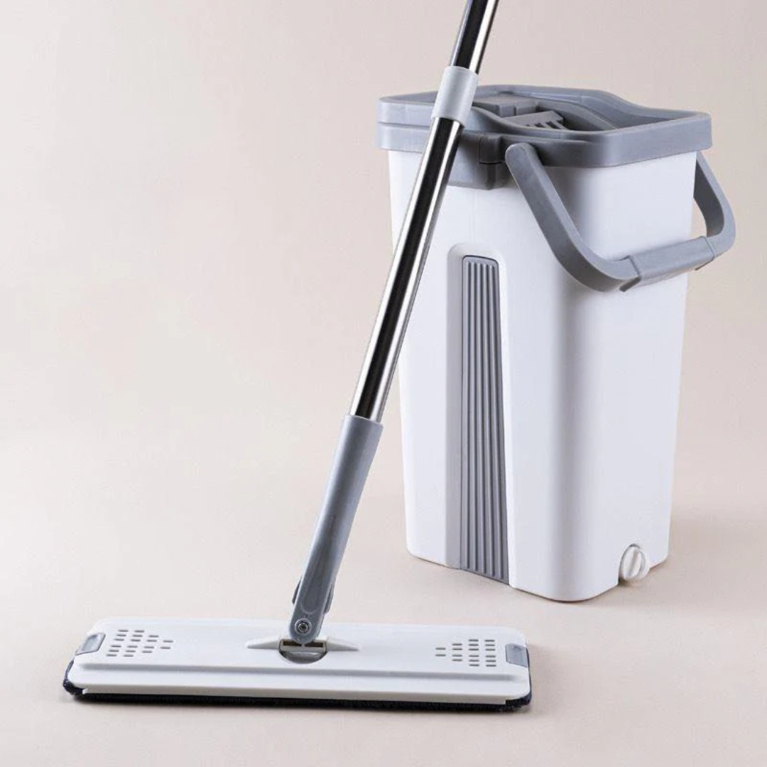 360° 2in1 Flat Mop - Self-Wash And Squeeze Dry Flat Mop With Bucket 2 Mop Pads