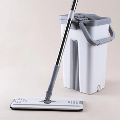 360° 2in1 Flat Mop - Self-Wash And Squeeze Dry Flat Mop With Bucket 2 Mop Pads