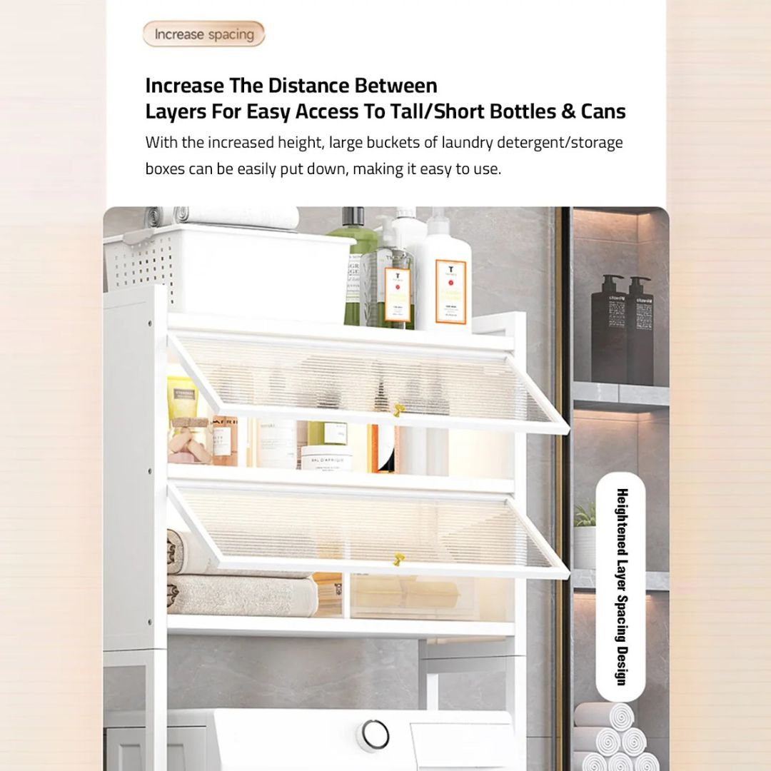 Laundry Room Storage Cabinet Organizer, Washing Machine Storage Rack Holder For Home