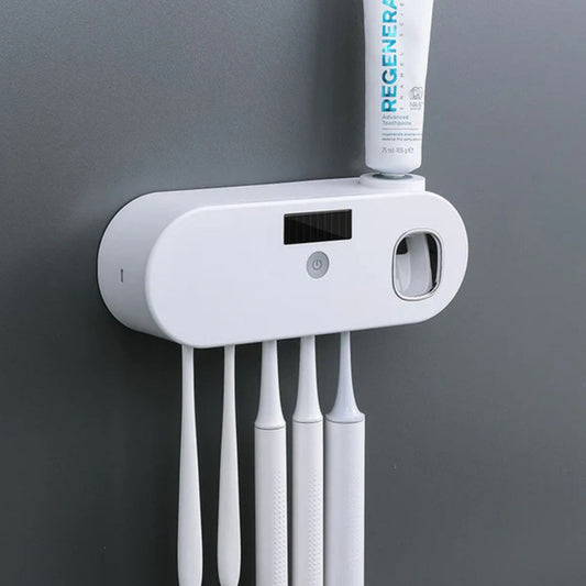 UV Toothbrush Sanitizer Toothpaste Squeezer With Rechargeable Solar Power