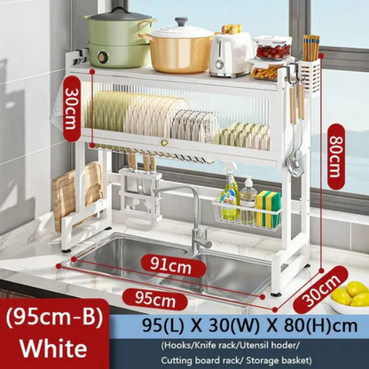 Rust-Resistant Sink Dish Drying Rack - Kitchen Over Sink Storage Organizer Shelf
