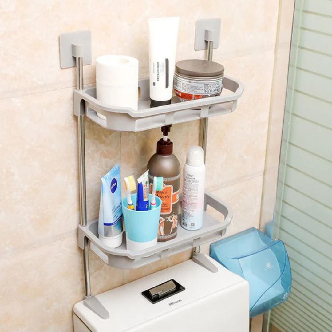 Punch-free Storage Shelf Above Toilet with Support Feet, Toilet Organizer Rack