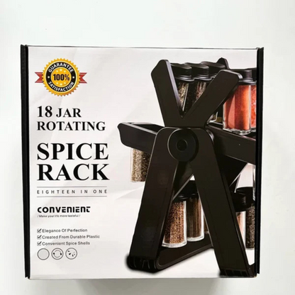 18 Jars Rotating Carousel Wheel Kitchen Spice Rack Organizer
