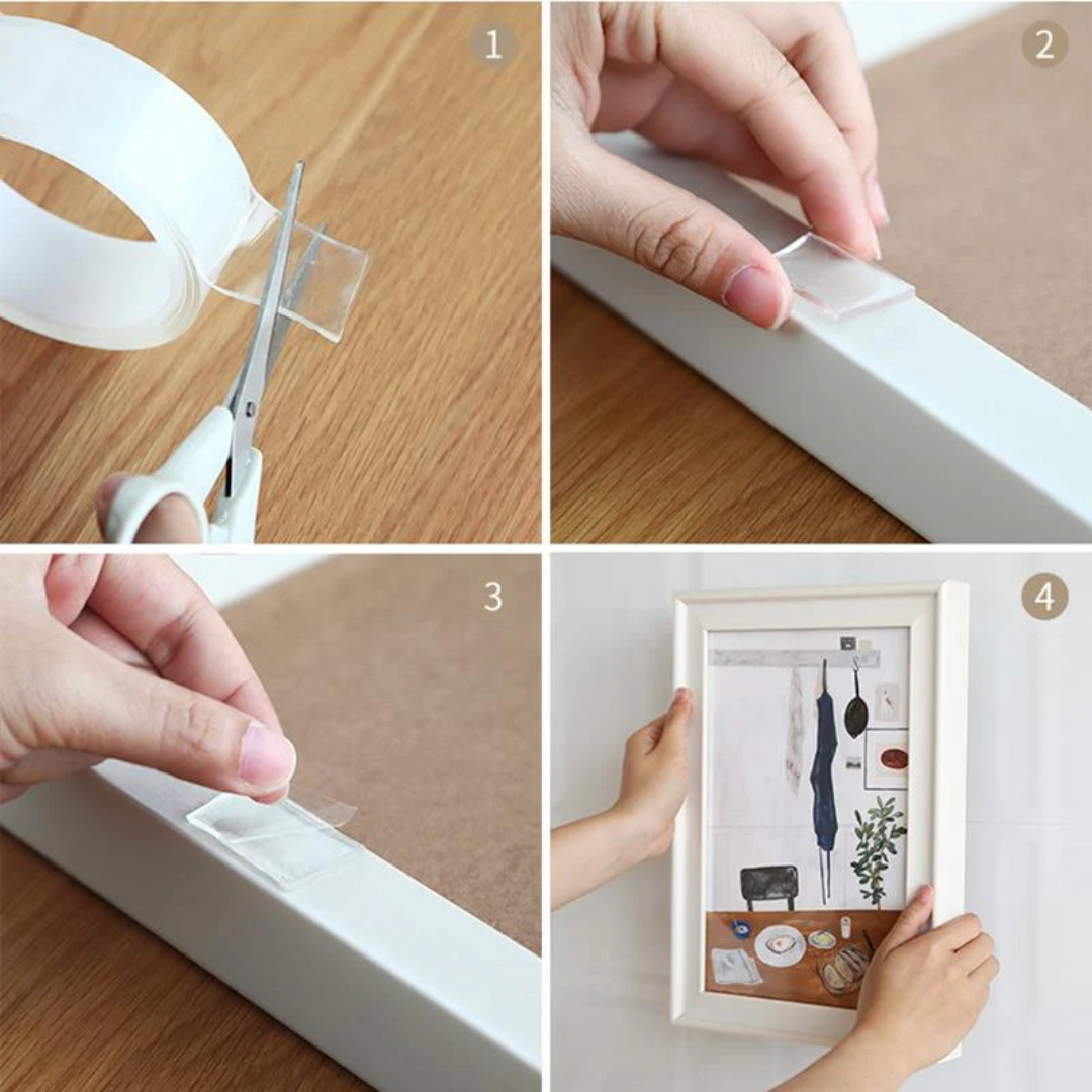 Double Sided Heavy Duty Adhesive Tape - Reusable Clear Strong Tape