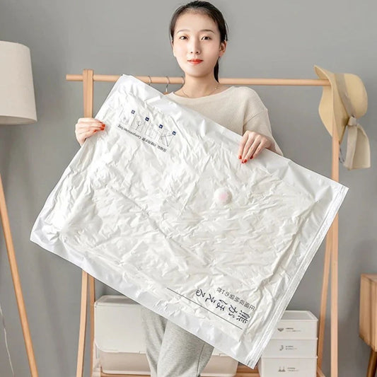 Space Saving Vacuum Seal Bags, Clothes Storage Compressed Reusable Organizer Bags