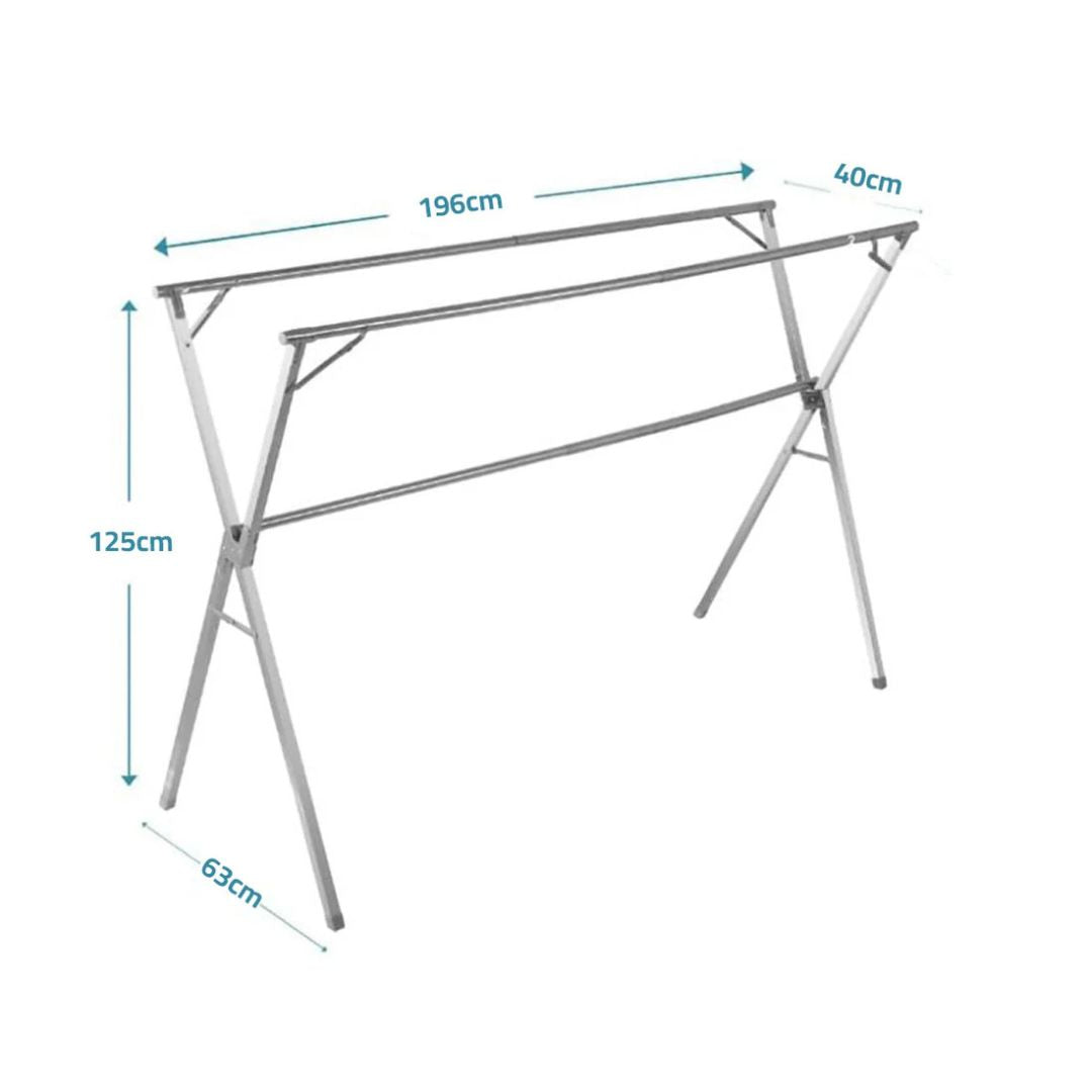 Foldable Cloth Drying Rack, Double Rod Cloth Hanging Laundry Stand for Indoor and Outdoor
