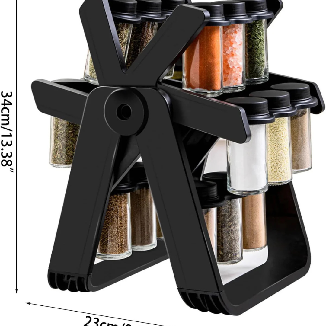 18 Jars Rotating Carousel Wheel Kitchen Spice Rack Organizer