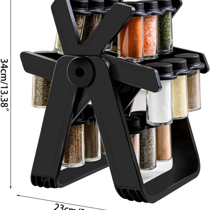 18 Jars Rotating Carousel Wheel Kitchen Spice Rack Organizer