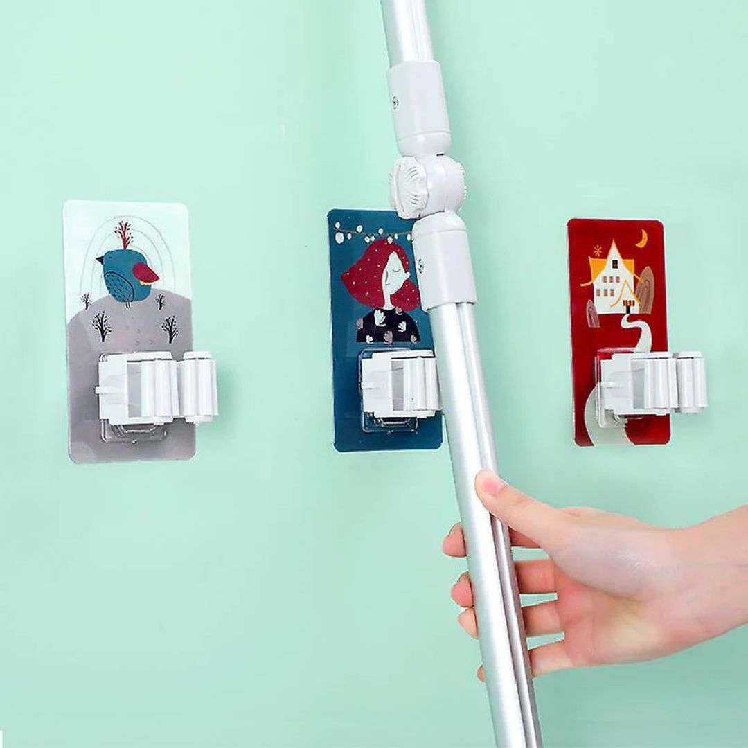 Nail-free Wall Mount Mop Brush Broom Holder