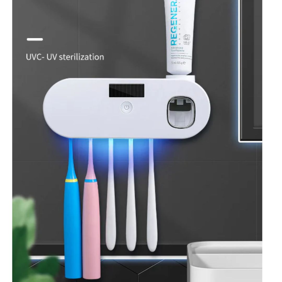 UV Toothbrush Sanitizer Toothpaste Squeezer With Rechargeable Solar Power