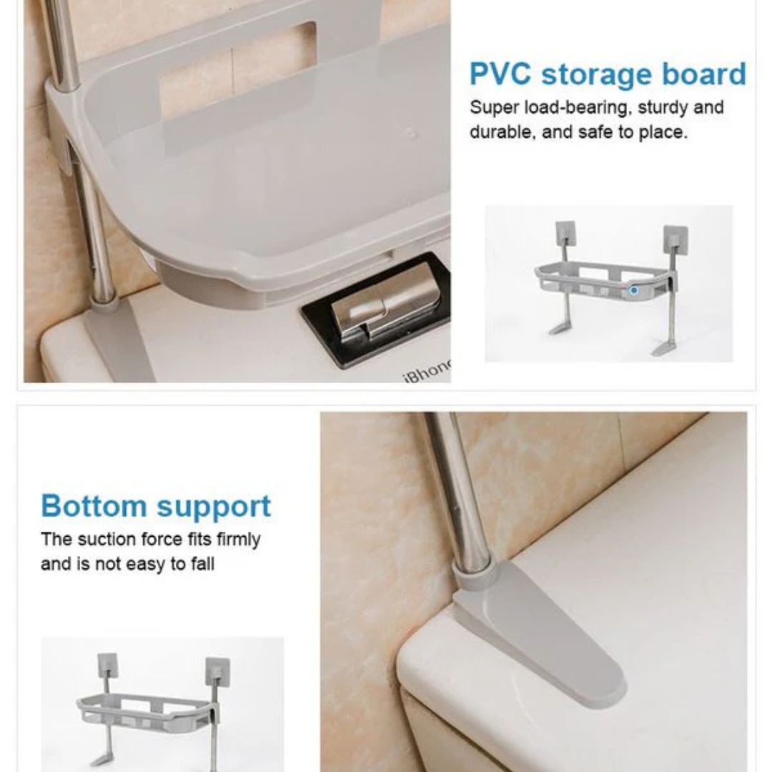 Punch-free Storage Shelf Above Toilet with Support Feet, Toilet Organizer Rack