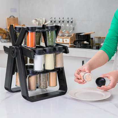 18 Jars Rotating Carousel Wheel Kitchen Spice Rack Organizer