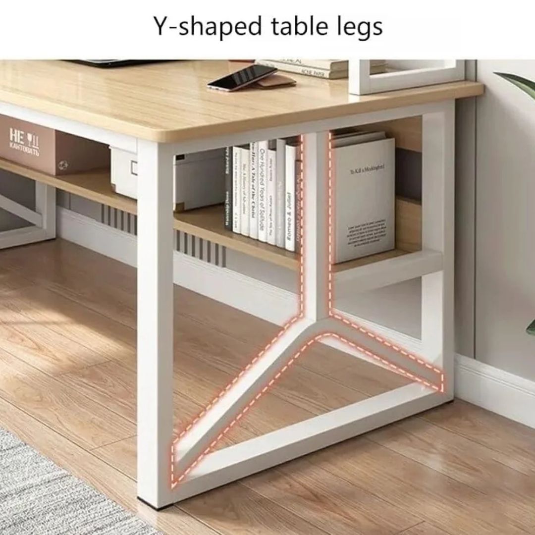 Computer Desk, Creative Study Writing Table, Work Table with Storage Rack