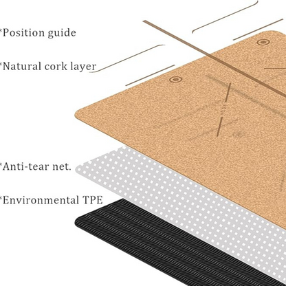 Gymnastics Mat Yoga Mat Waterproof and Anti-Slip Natural Cork TPE Non-Toxic and Odor-Less Yoga Mats Great for Exercise Everyday at Home Or Gym,Pattern 1,183  61CM