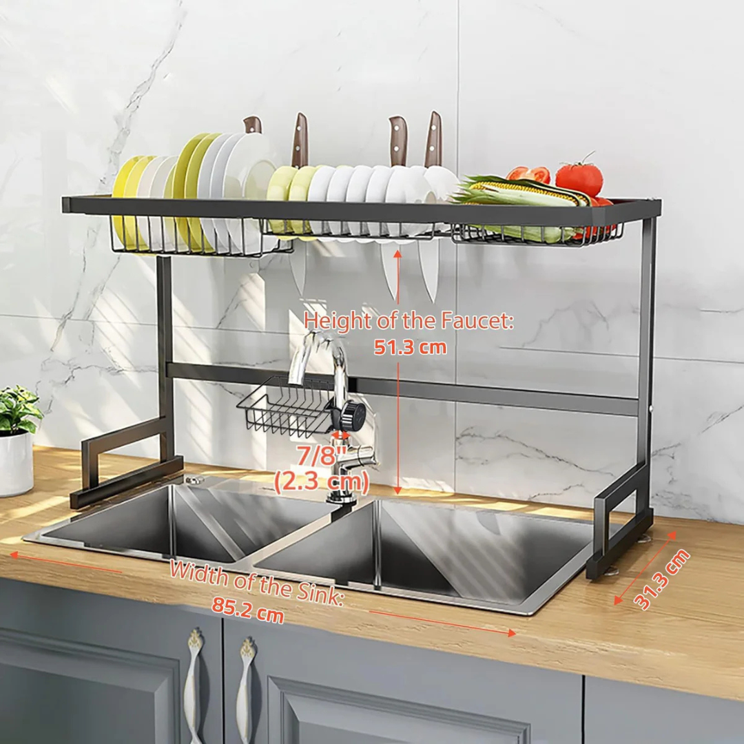 Dish Drying Stainless Steel Kitchen Over Sink Storage Rack
