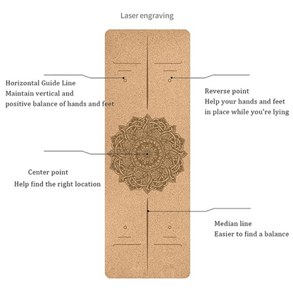 Gymnastics Mat Yoga Mat Waterproof and Anti-Slip Natural Cork TPE Non-Toxic and Odor-Less Yoga Mats Great for Exercise Everyday at Home Or Gym,Pattern 1,183  61CM