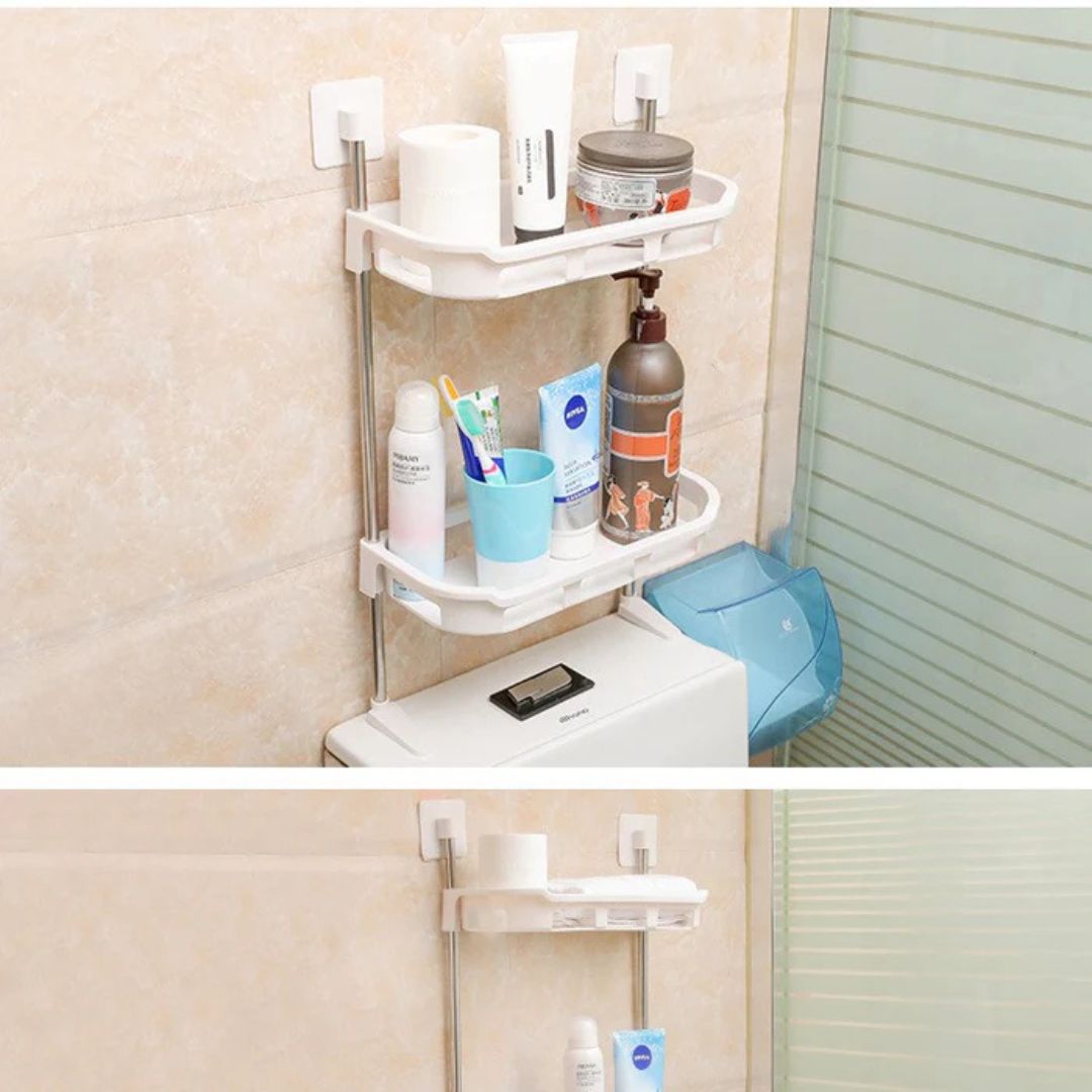 Punch-free Storage Shelf Above Toilet with Support Feet, Toilet Organizer Rack