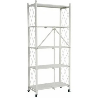 Multi Tier Foldable Storage Rack with Movable Wheel