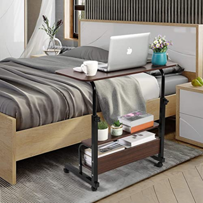 Adjustable Laptop Computer Desk with Bottom Shelf, Overbed Portable Student Laptop Table