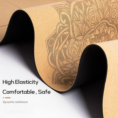 Gymnastics Mat Yoga Mat Waterproof and Anti-Slip Natural Cork TPE Non-Toxic and Odor-Less Yoga Mats Great for Exercise Everyday at Home Or Gym,Pattern 1,183  61CM
