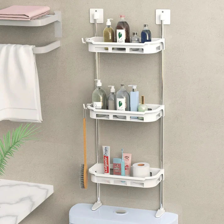 Punch-free Storage Shelf Above Toilet with Support Feet, Toilet Organizer Rack