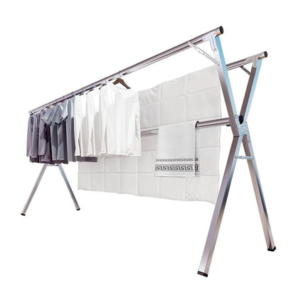 Foldable Cloth Drying Rack, Double Rod Cloth Hanging Laundry Stand for Indoor and Outdoor
