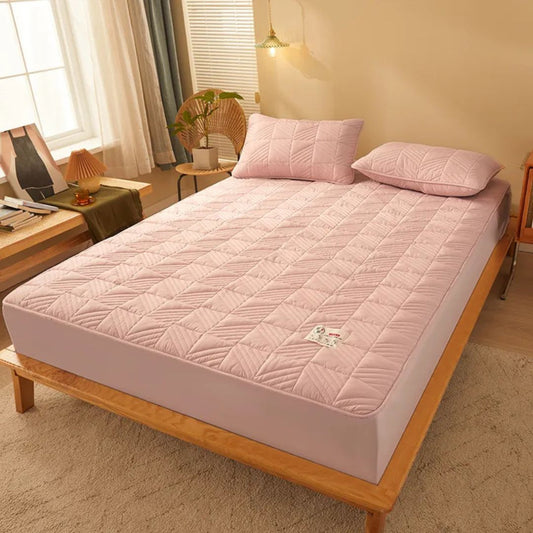 100% Cotton Fitted Size Soft Flat Mattress Bed Sheet with 2 Pillow Case