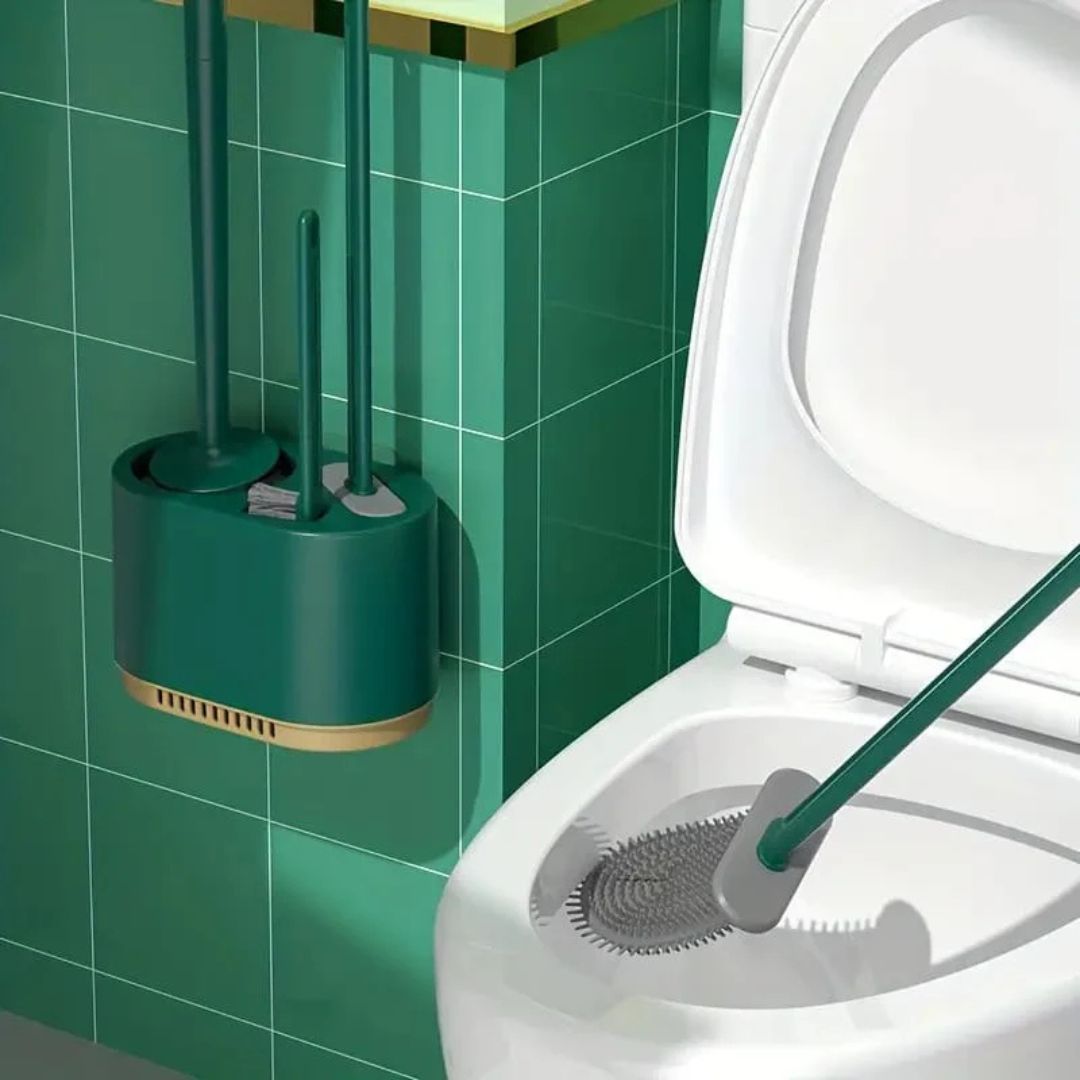 Toilet Brush and Holder Set, 3 in 1 Wall Mounted Toilet Cleaning Set Color: White
