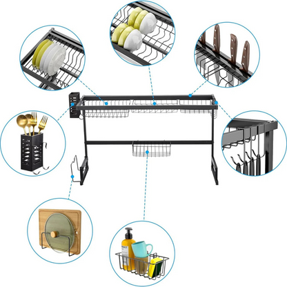 Dish Drying Stainless Steel Kitchen Over Sink Storage Rack