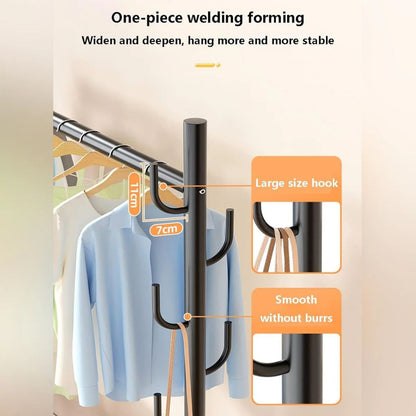 Heavy Duty Clothes Organizer Hanger Rack, Movable Cloth Display Stand with Lower Storage Shelf