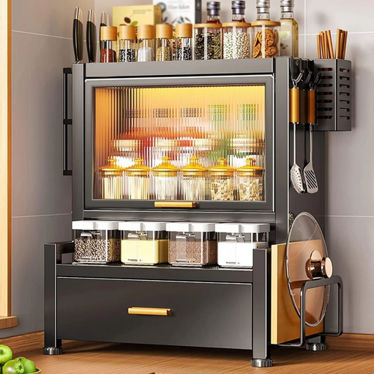 Kitchen Countertop Spice Rack, Kitchen Shelf Storage Organizer Cabinet