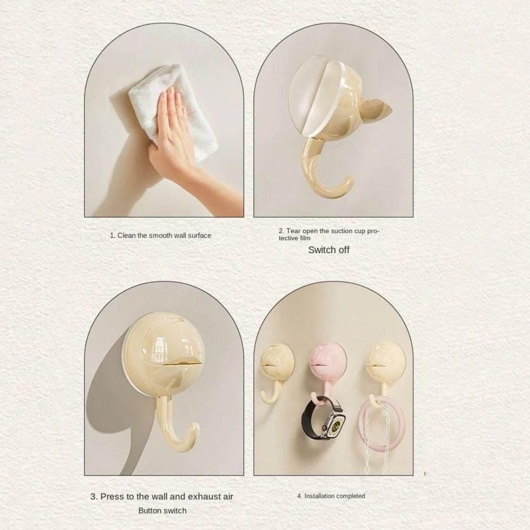 Reusable Suction Cup Hook, Hanger Hook Clip for Bathroom and Kitchen Organization