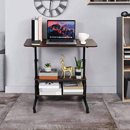 Adjustable Laptop Computer Desk with Bottom Shelf, Overbed Portable Student Laptop Table