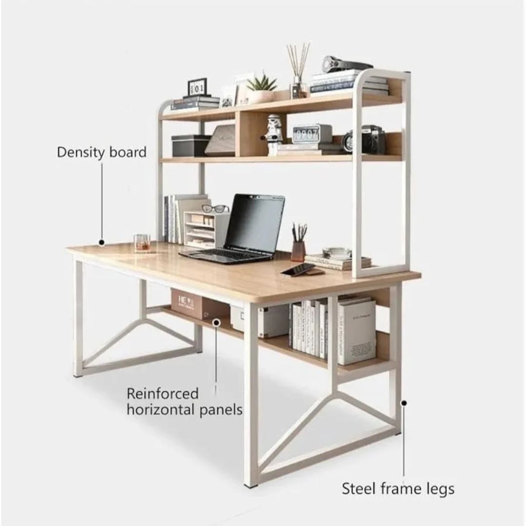 Computer Desk, Creative Study Writing Table, Work Table with Storage Rack