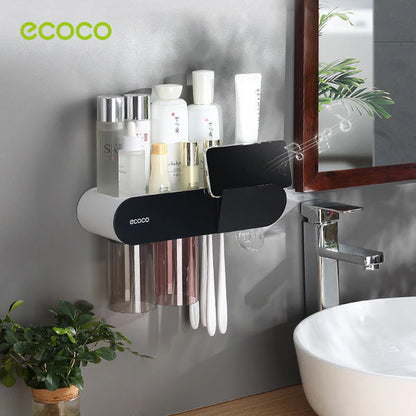 حامل فرشاة أسنان ECOCO مثبت على الحائط مع كوب مع عصارة معجون أسنان مغناطيسية 